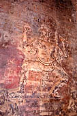 Prasat Kravan - bas reliefs on the brickwork, figure of Vishnou with the usual attributes.